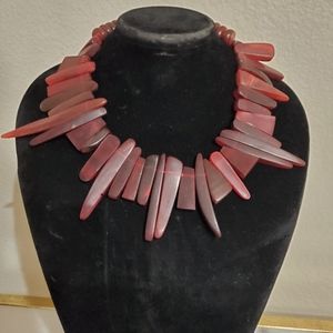 Vintage Red Celluloid Resin Statement Necklace